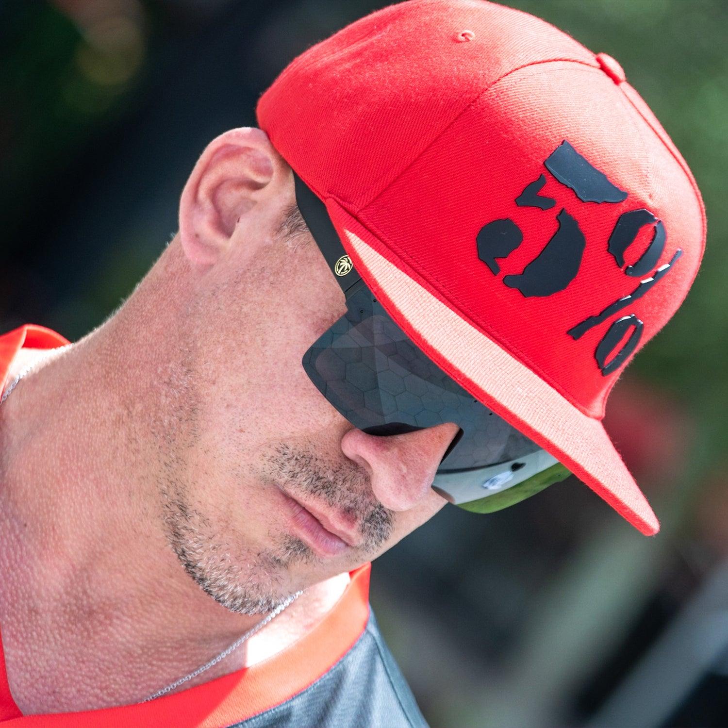 5% Rubber Patch, Black Hat with Red Lettering