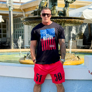 5% Nation Flag Black T-Shirt with Stars & Stripes