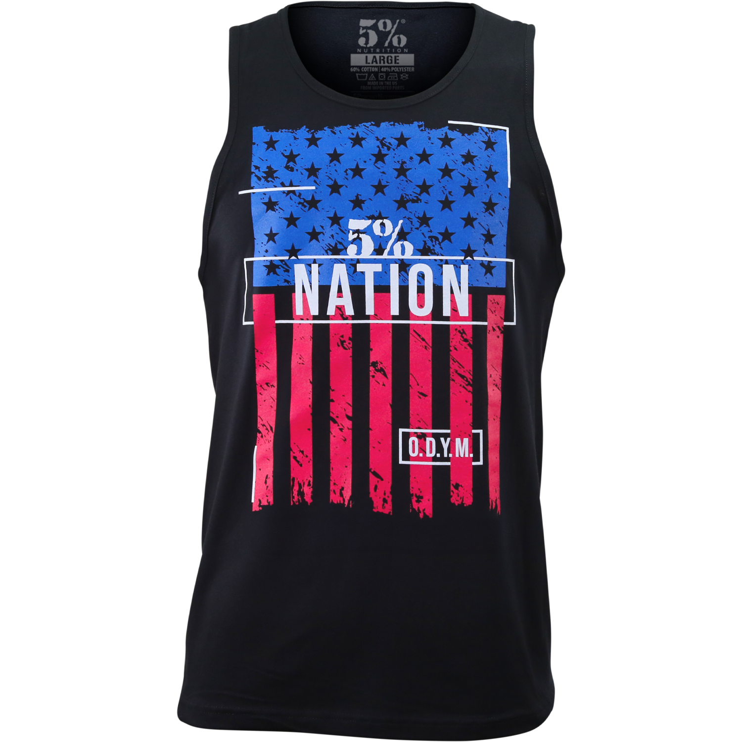 5% Nation Flag Black Tank Top with Stars & Stripes