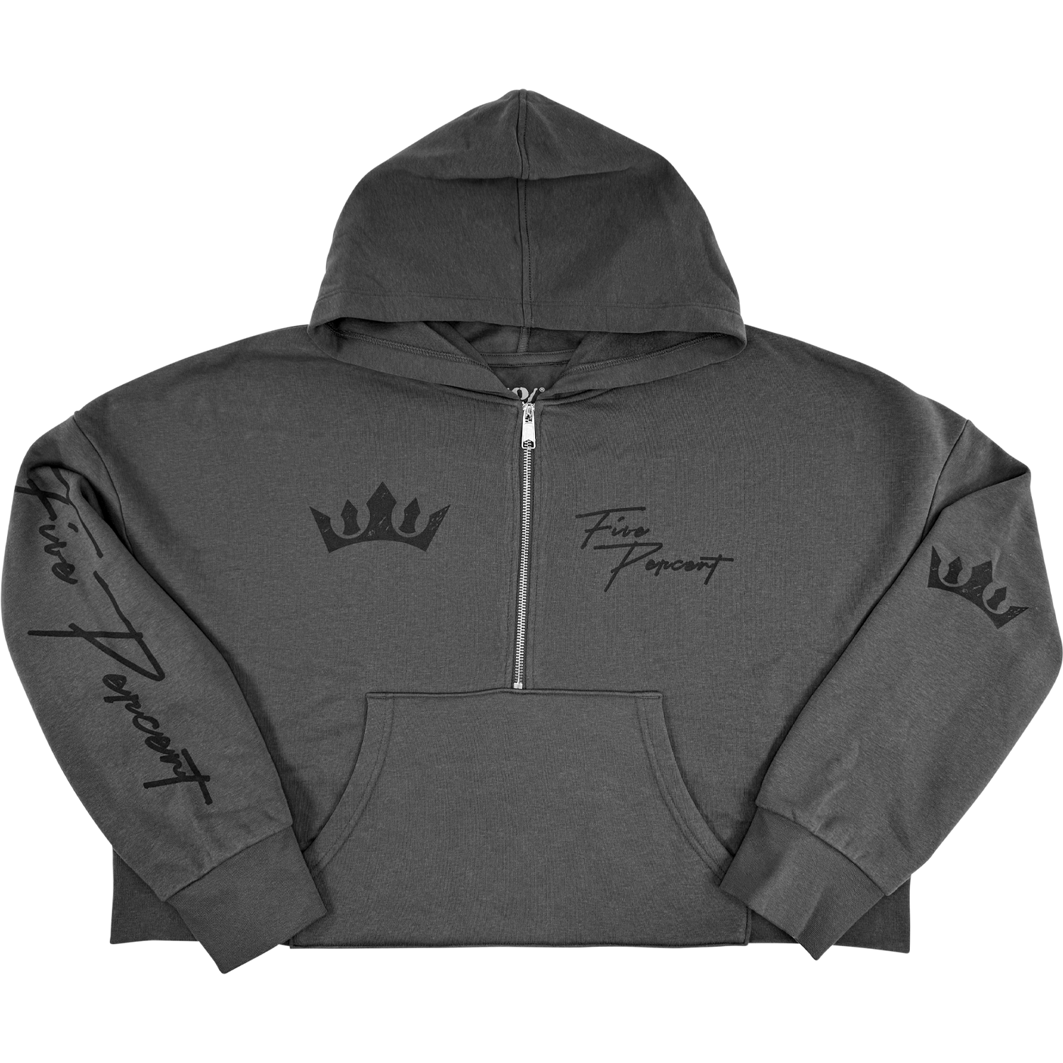 Five Percent Crown, Women's Cropped Gray Hoodie
