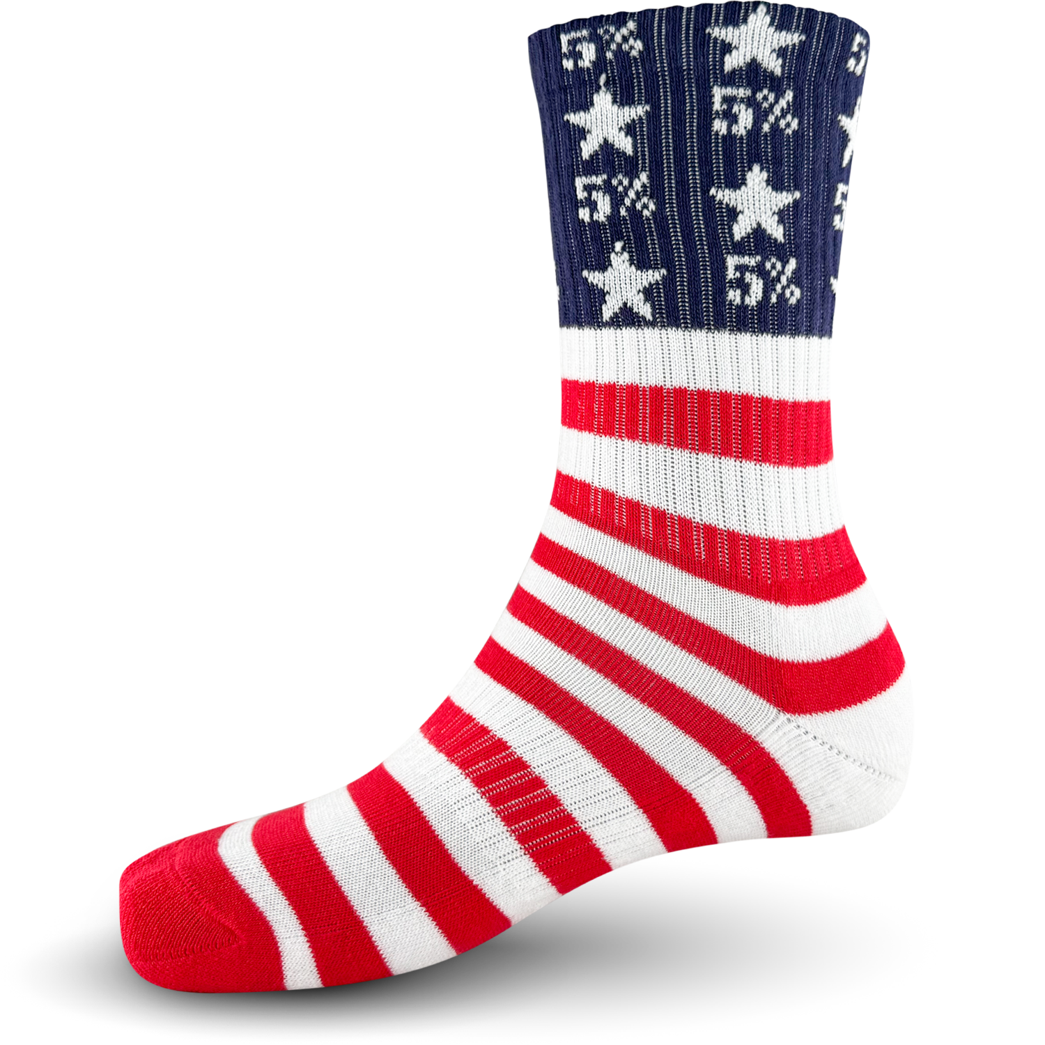 5% Red, White & Blue Crew Socks