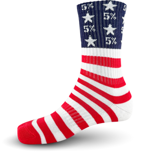 5% Red, White & Blue Crew Socks