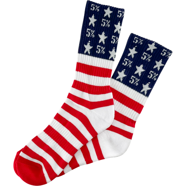 5% Red, White & Blue Crew Socks