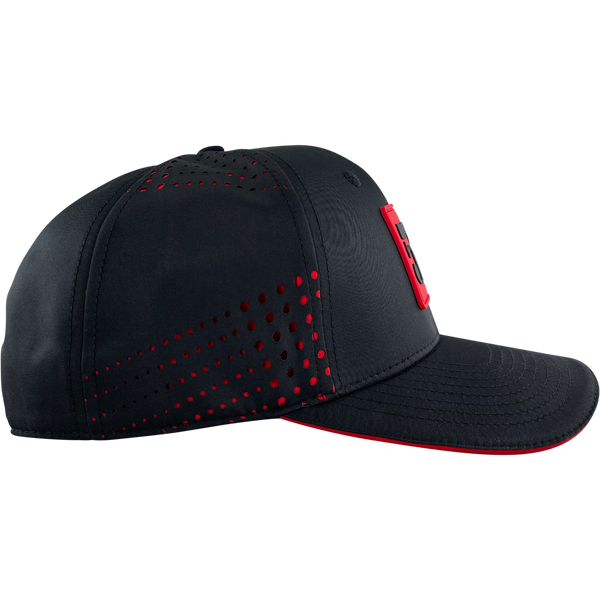 5% Rubber Patch, Black Hat with Red Lettering