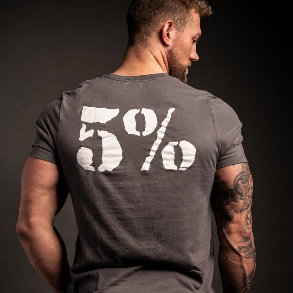 Rolls Rich, Gray T-Shirt with White Lettering - 5% Nutrition