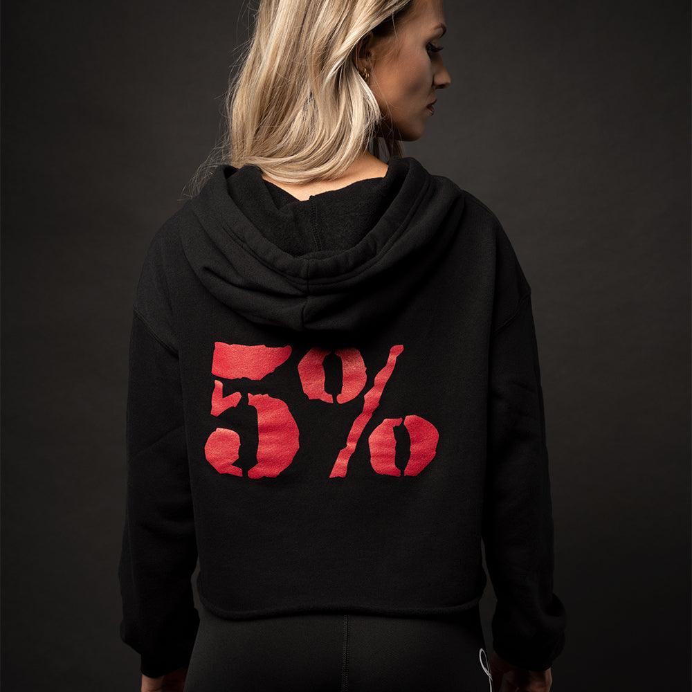 Love It Kill It, Women's Cropped Black Hoodie with Red Lettering - 5% Nutrition