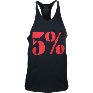 5%, Black Stringer Tank with Red Lettering - 5% Nutrition