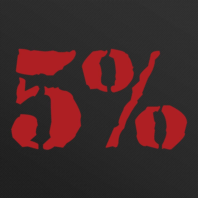 5% Brand Medium Vinyl Decal | 4-Inches Tall (Red or White)