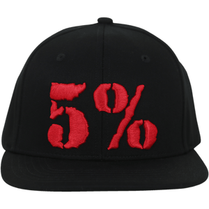 5% Flat Bill Hat, Black Hat with Red Lettering - 5% Nutrition