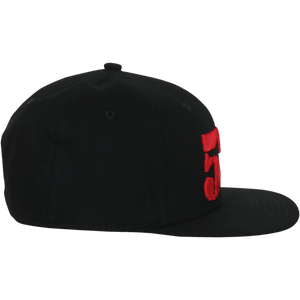 5% Flat Bill Hat, Black Hat with Red Lettering - 5% Nutrition