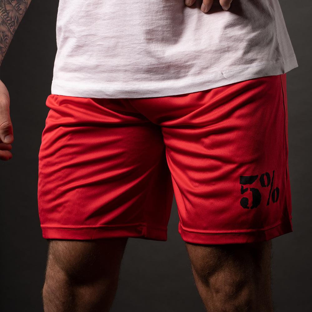 5% Red Shorts with Black Lettering - 5% Nutrition