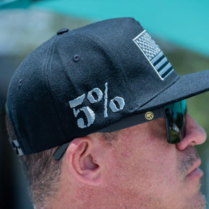 American Flag, Black Hat with Gray Graphic - 5% Nutrition