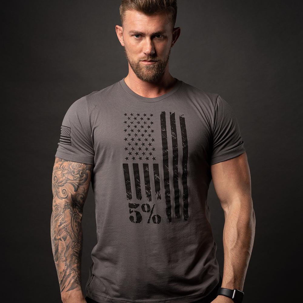 American Flag Graphic T-Shirt, Gray - 5% Nutrition