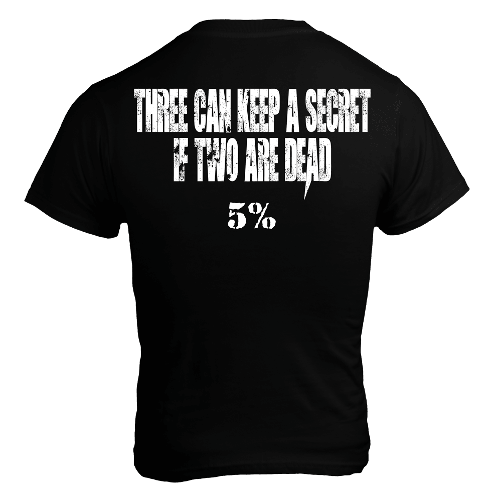 KEEP SECRET, Black T-Shirt with White Lettering - 5% Nutrition