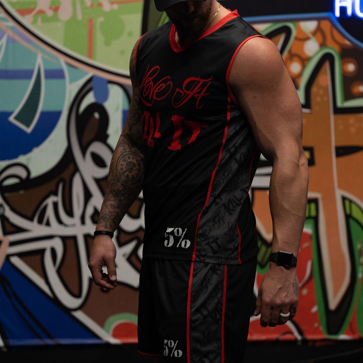 Love It Kill It, Black & Red Basketball Jersey - 5% Nutrition